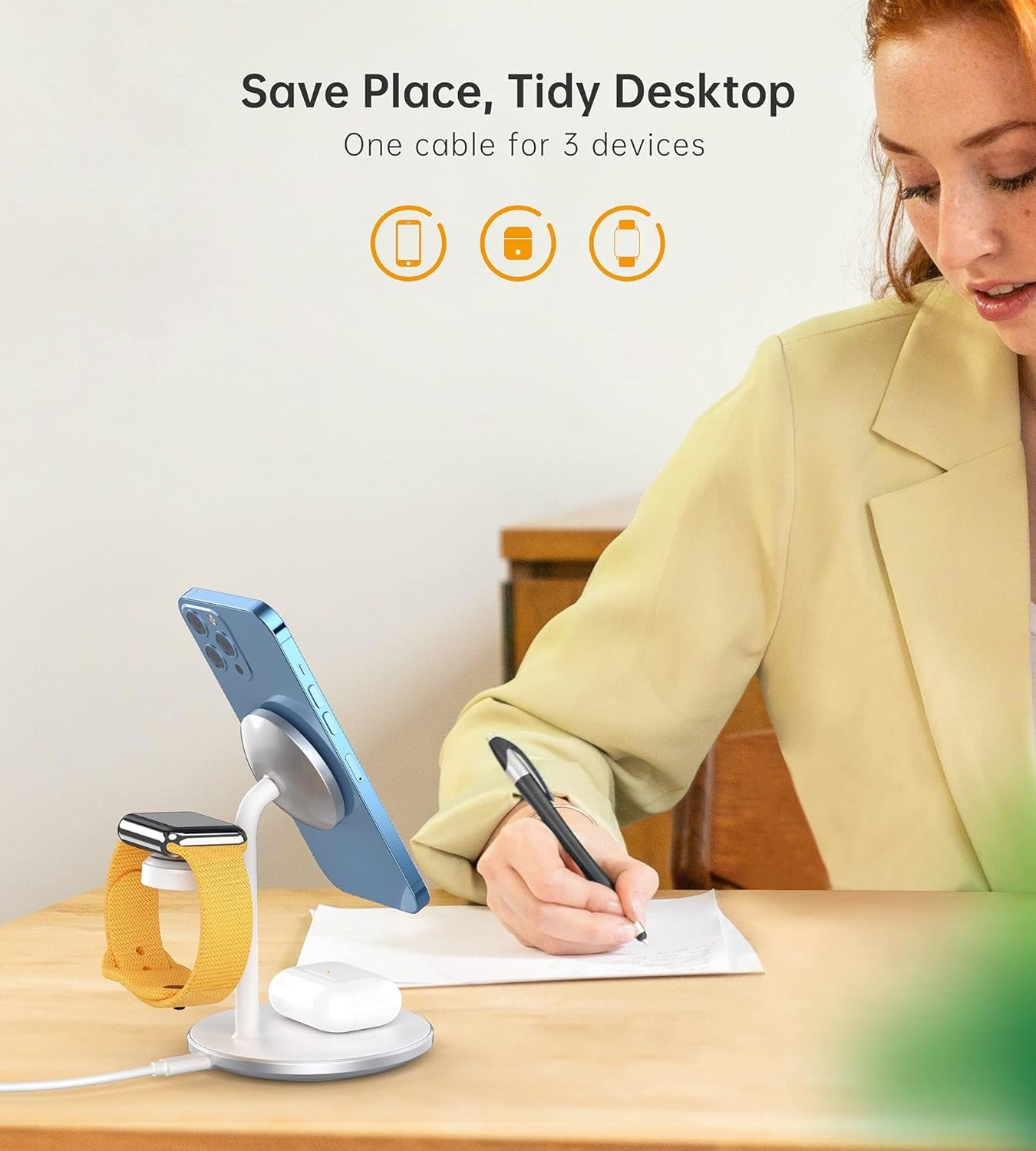 3 in 1 Wireless Charging Station for Apple Devices, 15W Fast Wireless Mag-Safe Charger Stand with 20W Dapter for Iphone 17 16 15 14 13 12 Pro Max/Air/Plus/Pro/Mini,Iwatch Ultra 1,2 S9/8,Airpods