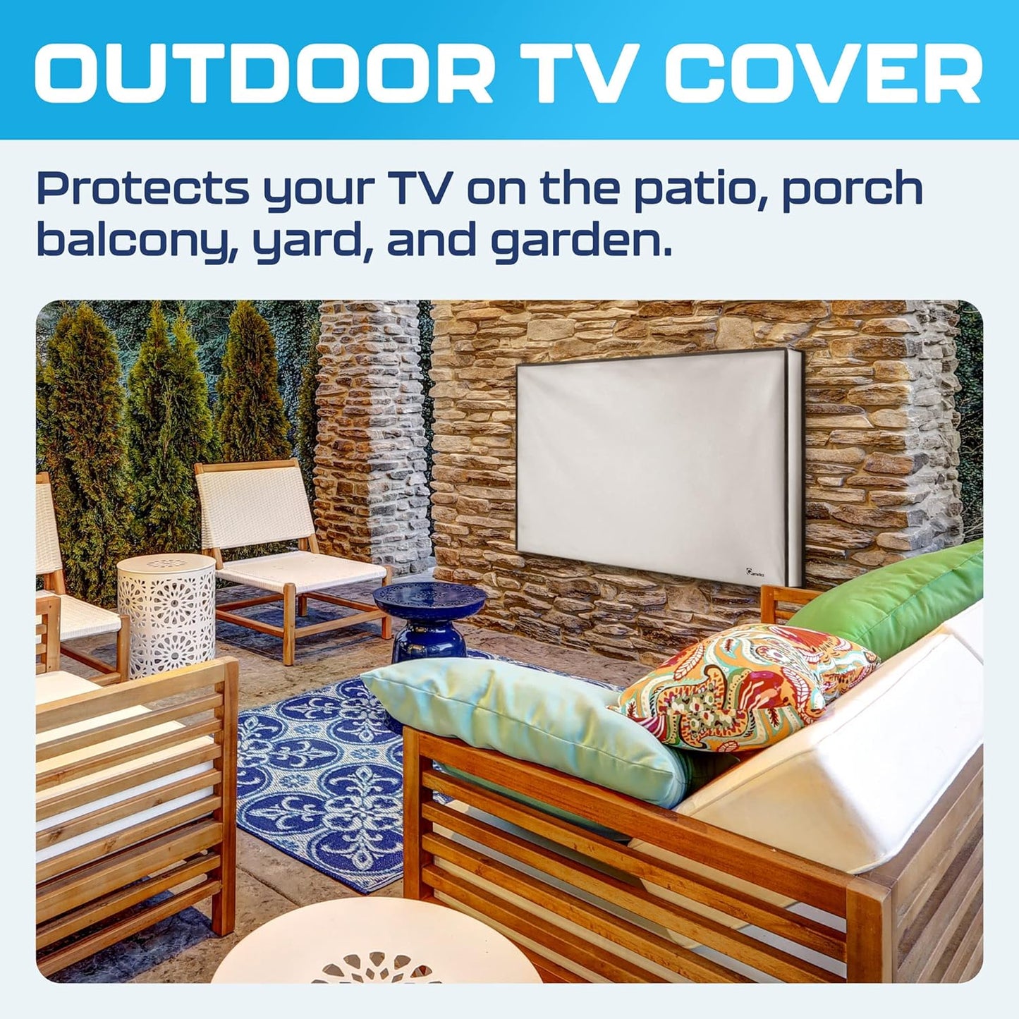 Outdoor TV Cover 50 Inch Weatherproof | TV Cover for outside | 50 Inch Outdoor Waterproof Smart Shield TV Screen Protector for Outside-Gray