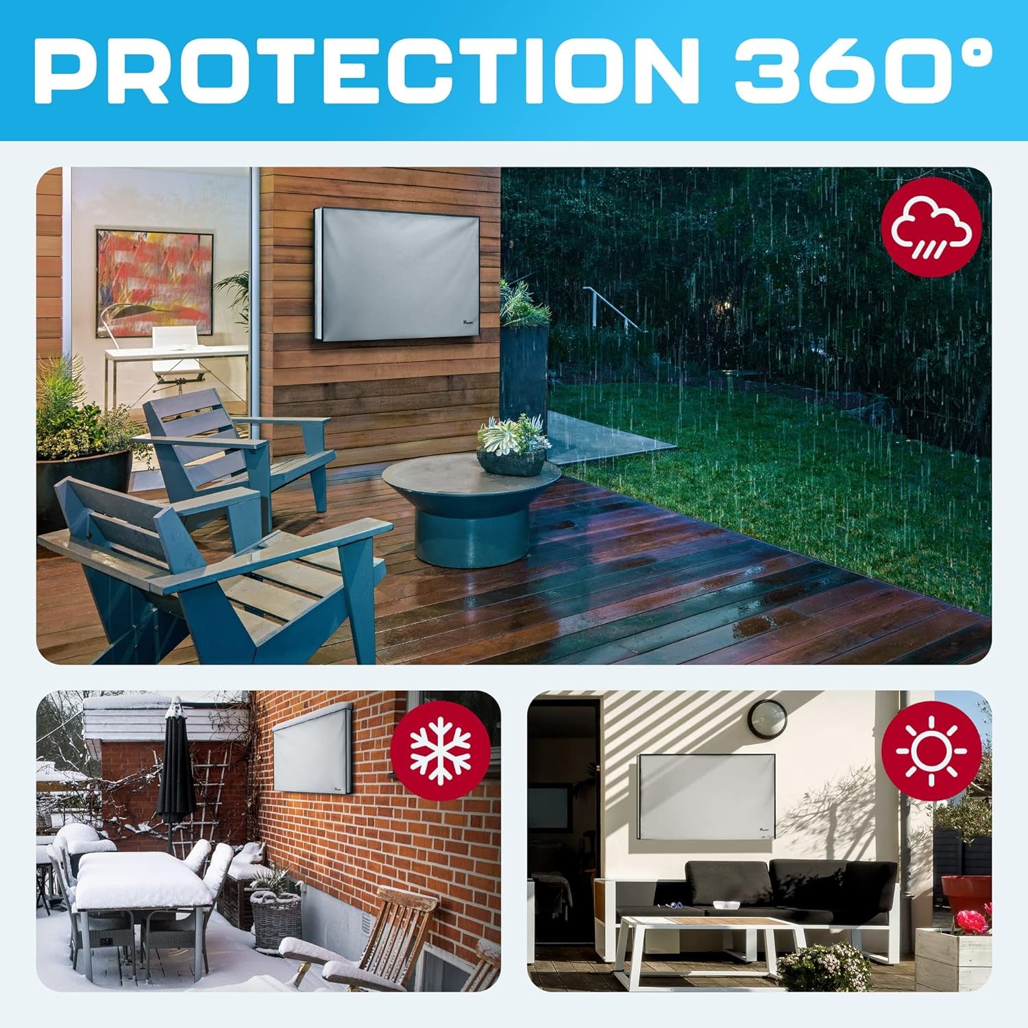 Outdoor TV Cover 50 Inch Weatherproof | TV Cover for outside | 50 Inch Outdoor Waterproof Smart Shield TV Screen Protector for Outside-Gray